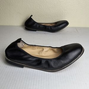Botkier Mason Black Leather Ballet Flats 9 Fit True To Size Zipper Welt Detail